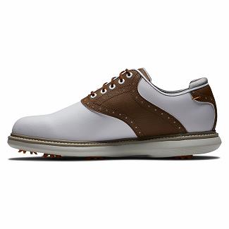 Scarpe Golf Footjoy Uomo Traditions Spikes Bianche/Marroni Italia AIJ092175